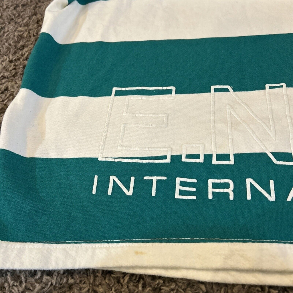 VINTAGE Enuf International LARGE 90’s Hoodie Green White Striped Pullover