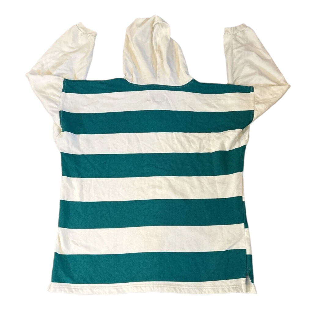 VINTAGE Enuf International LARGE 90’s Hoodie Green White Striped Pullover