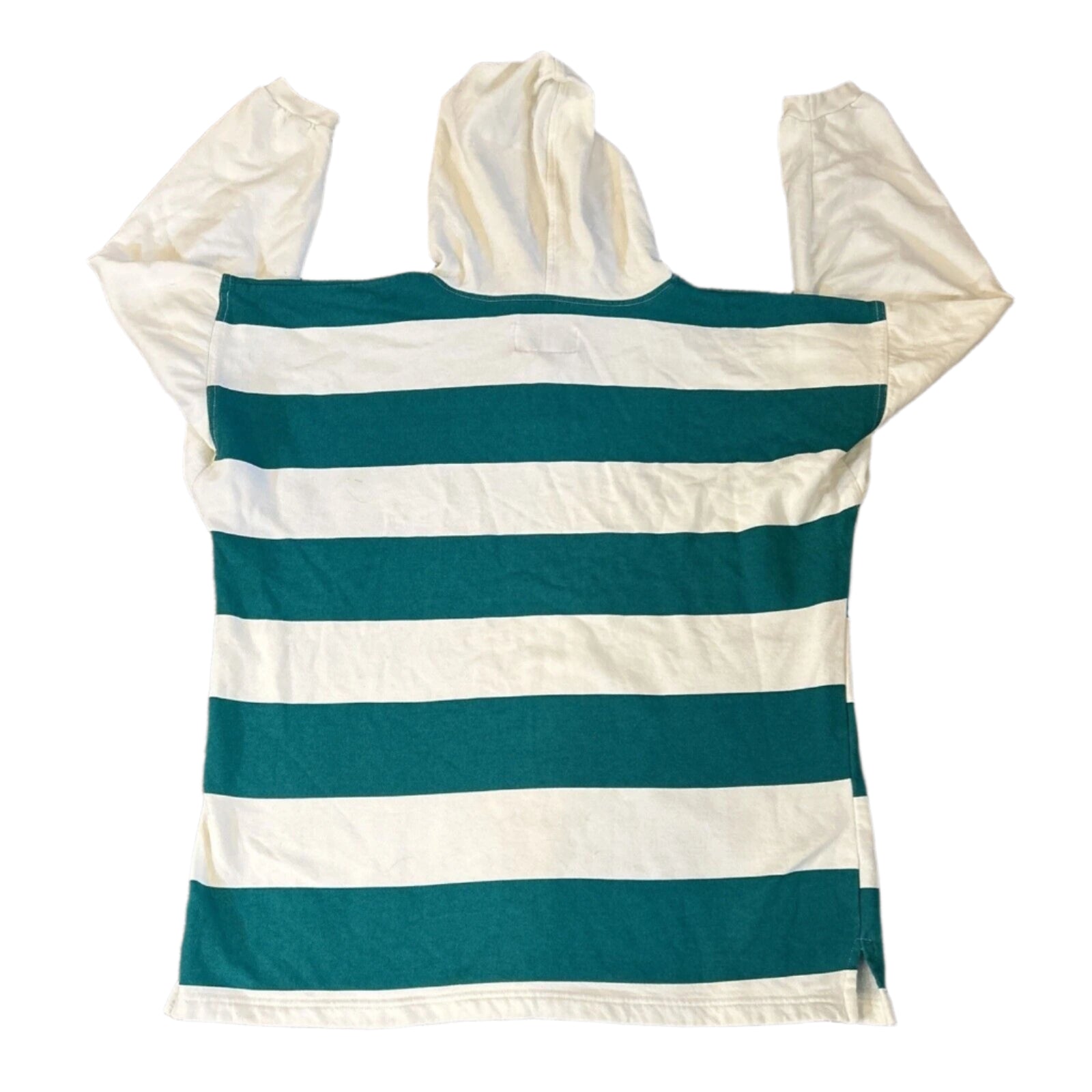 VINTAGE Enuf International LARGE 90’s Hoodie Green White Striped Pullover